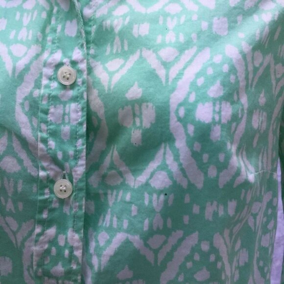J. CREW Perfect Fit Green Print Button Down XXS - Picture 3 of 8